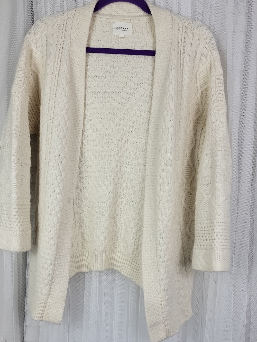 Sezane Hector Gilet Wool Sweater Cardigan Ecru. Size L